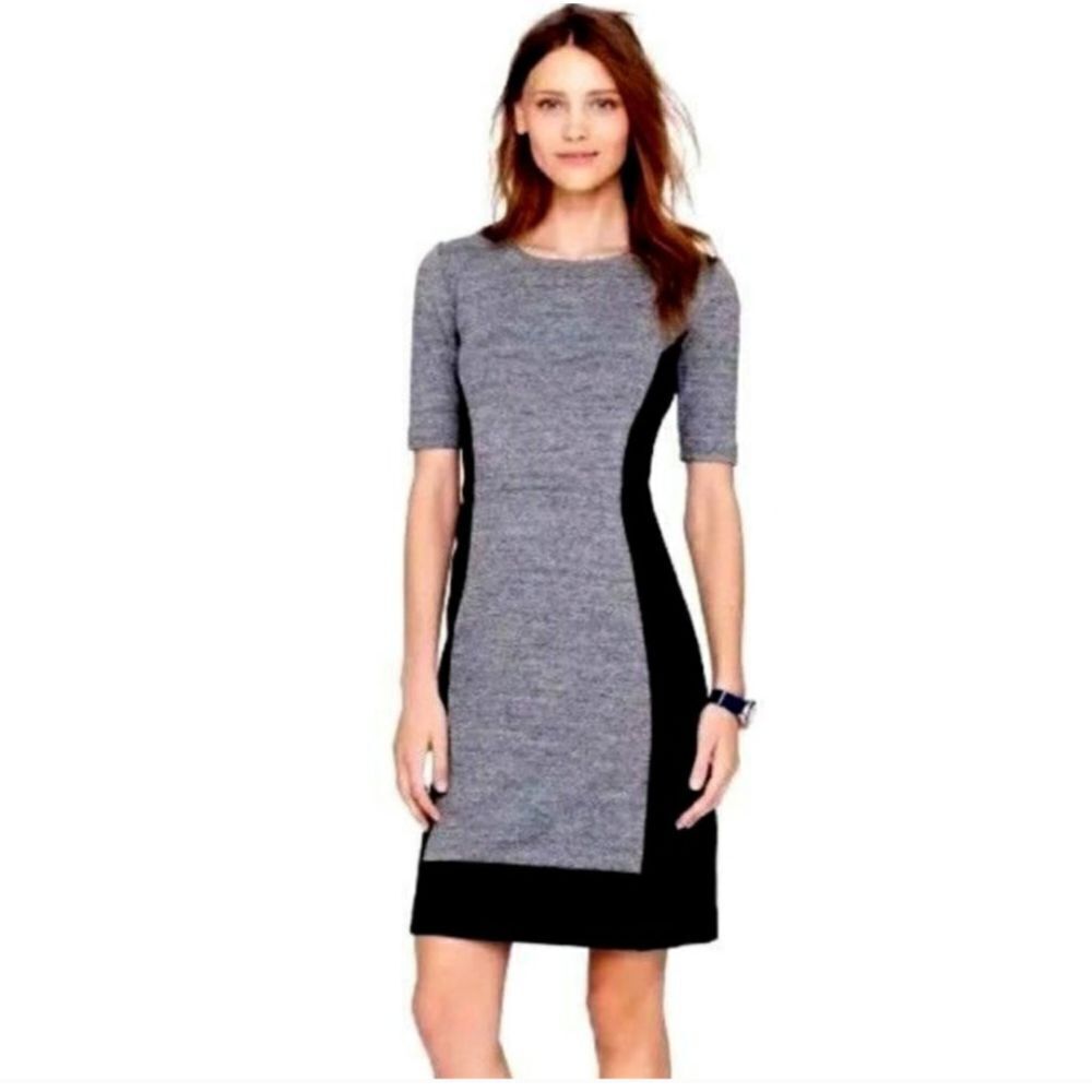 J. Crew Gray & Black Colorblock Ponte Jersey Knit Sheath Dress, 2